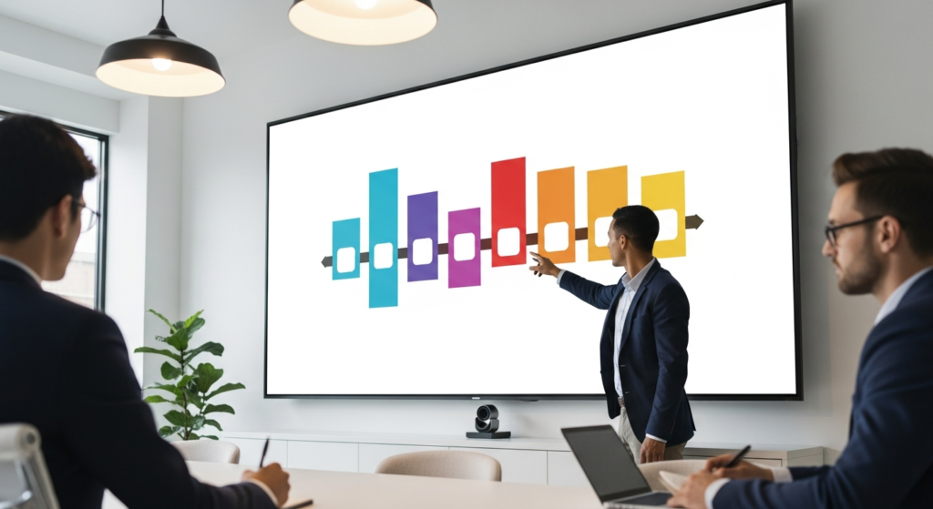 Equipo planificando por fases la implementación de un software de gestión para su centro comercial