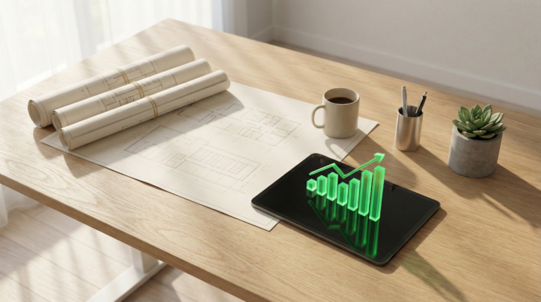 Cálculo del ROI de un ERP mostrando gráficos de crecimiento financiero.