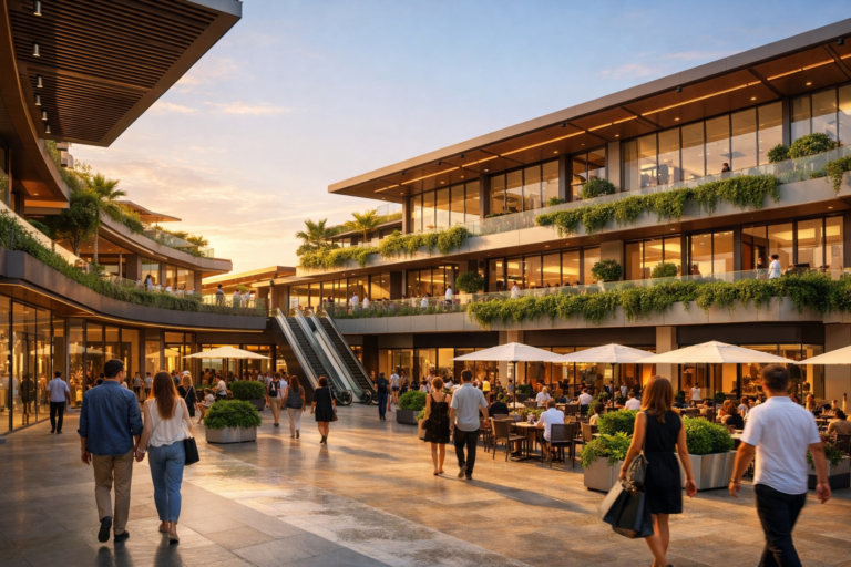 Centro comercial moderno de usos mixtos ilustrando las tendencias del retail real estate en México 2026.
