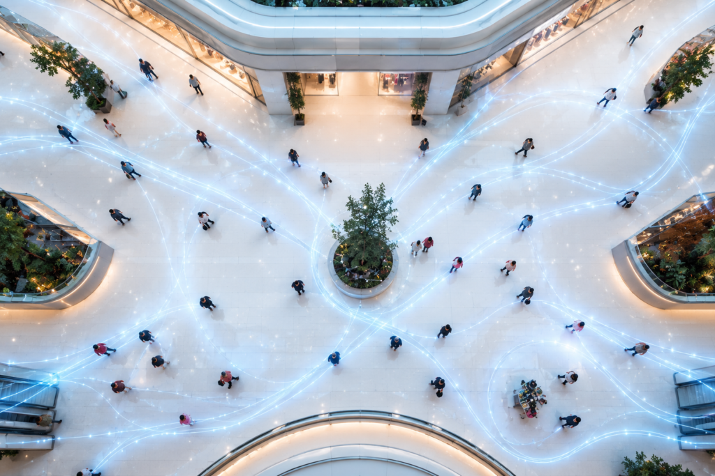 Analítica de consumidor y medición de tráfico footfall en plazas comerciales.